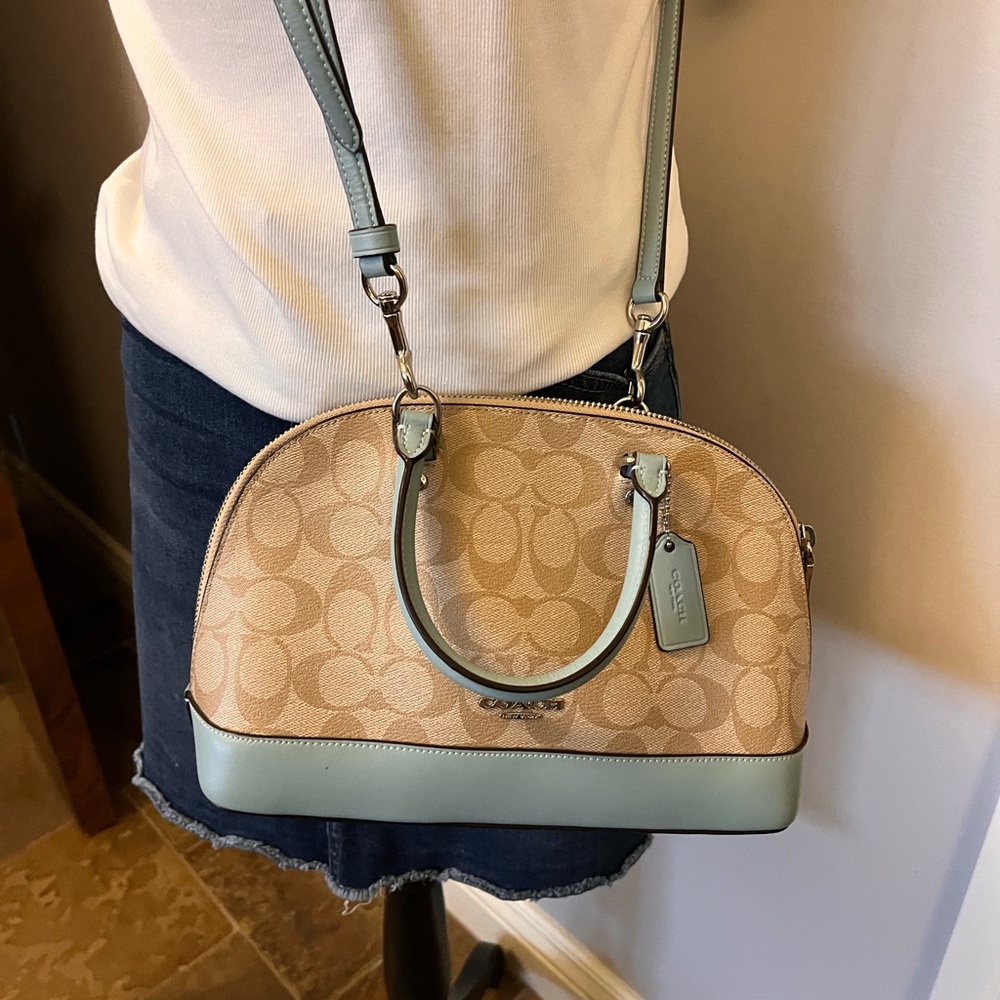 Coach Beige and Light Blue Crossbody Bag